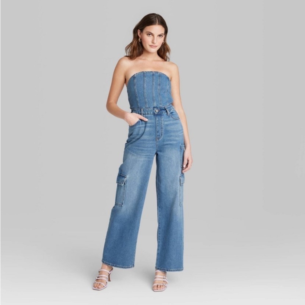 Women's Tube Cargo Denim Jumpsuit - Wild
Fable™ Medium Wash new - Picture 2 of 8